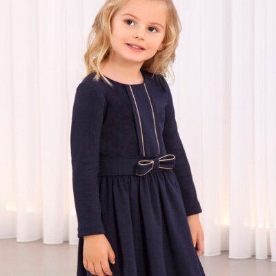 Navy Knit Dress w/Bow