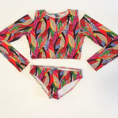 2 Piece Swimsuit Leaf Print