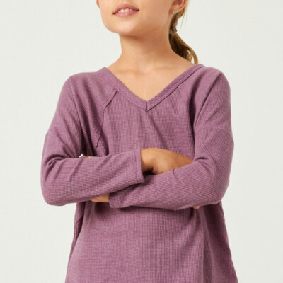 Lavender Waffle Knit Raglan Tee