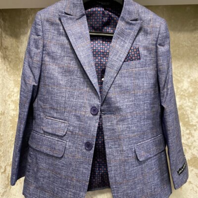 Chambrayed Denim Check Blazer