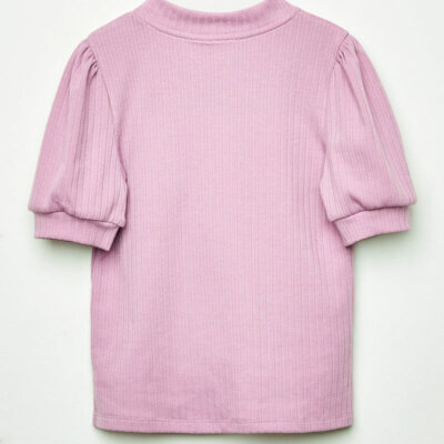Violet Banded Neck Short Sleeve Top
