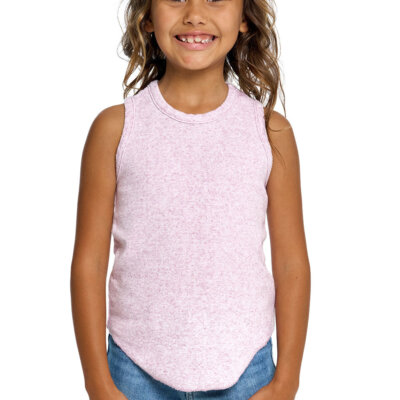 Pink Linen Rib Racer Tank