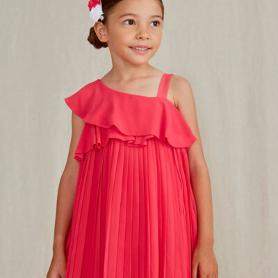 Fuchsia Pleated Chiffon Dress