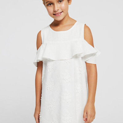 Off White Embroidered Dress