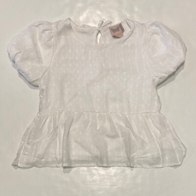 White Short Bubble Sleeve Top