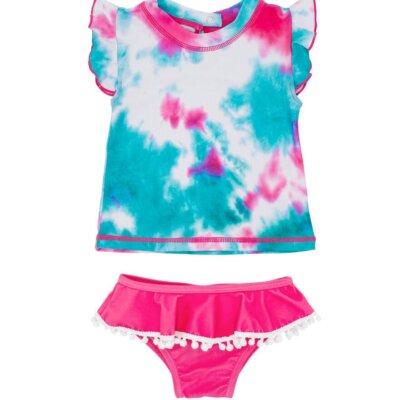 Tie Dye Ruffle 2PC Swim