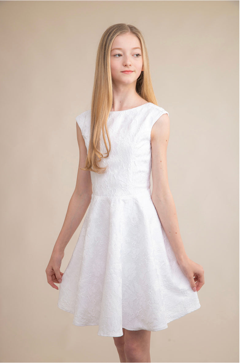 White Floral Cap Sleeve Dress - 16