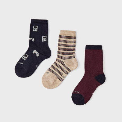 Navy Set of 3 jacquard socks