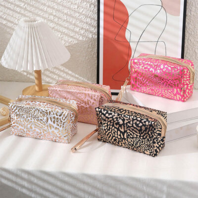 Metallic Animal Print Wristlet Pouch