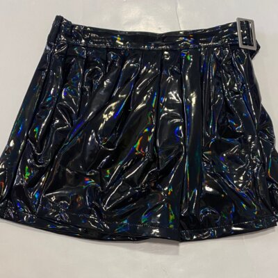 Black Faux Leather Skort