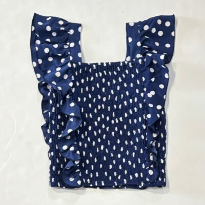 Navy Polka Dot Top