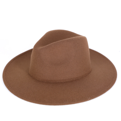 Custom Hat: Brown Felt Wide Brim Hat