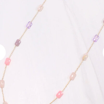 Glass Bead Necklace-Pink Multi