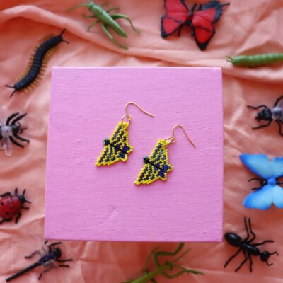 Beaded Moth Earrings