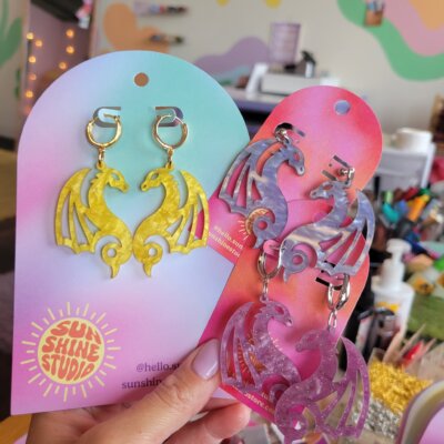 Flying Dragon Acrylic Earrings