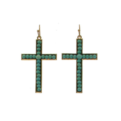 Gold Cross Earrings Turquoise