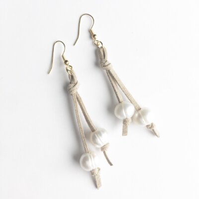Pearl + Suede Earrings