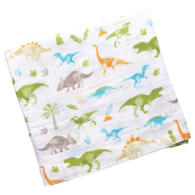 Cotton Muslin Swaddle Blanket - Dino