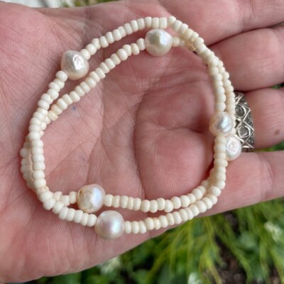 Courage Ox Bone & Pearl Bracelet