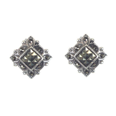 Sterling Silver Square Marcasite Earrings