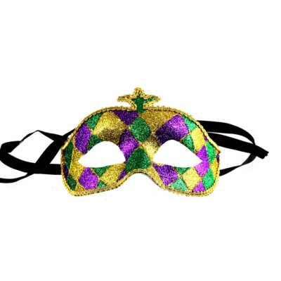 Mardi Gras Harlequin Mask, Purple Green Gold