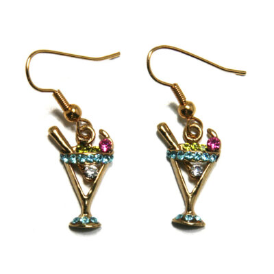 Martini Earrings, Aquamarine Gold