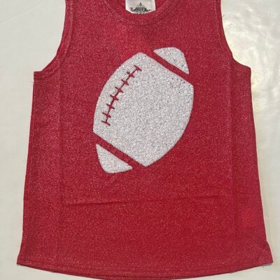 White Football On Red Glitter Tank