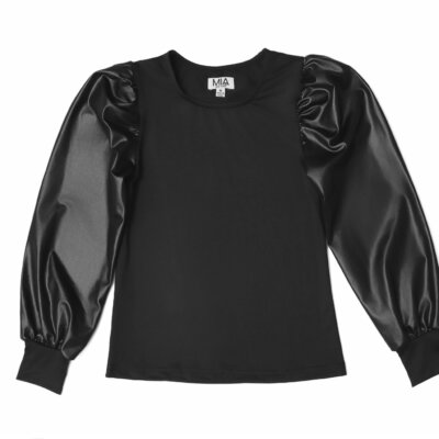 Black Metallic L/S Top