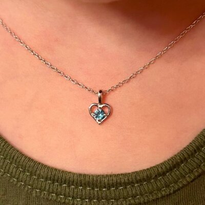 Sterling Silver Birthstone Heart Necklaces
