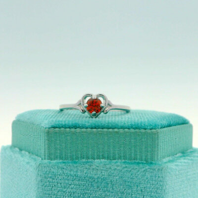 Sterling Silver Kids Heart Birthstone Ring