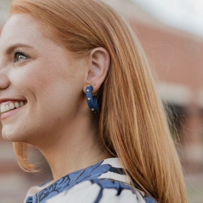Medium Candace Navy Earrings