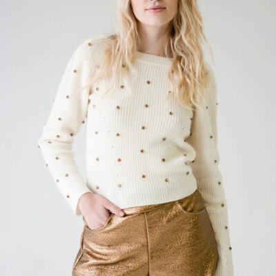 Never A Wallflower Amy Gold Coated Shorts