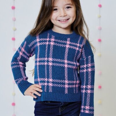 Blue Pink Plaid Combo Sweater
