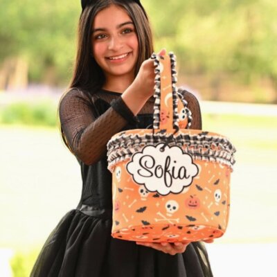 Orange Ruffle Halloween Basket