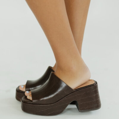 Helia in Brown Embossed Croco by Chocolat Blu