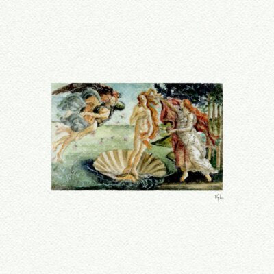 Birth of Venus Miniature watercolor reproduction by Karen Libecap