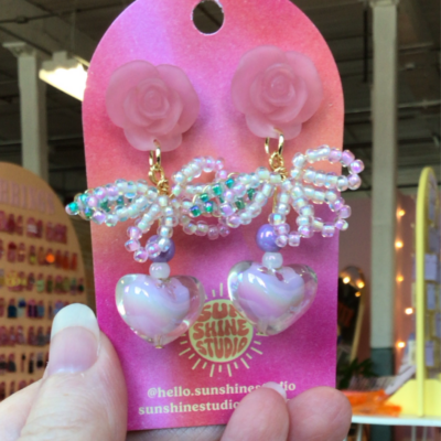 Beaded Rose Drop earrings