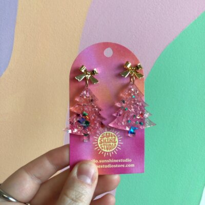 Pink Sparkly Holiday Trees