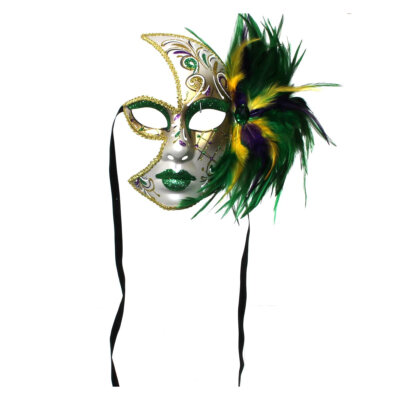 Half Mask w Feathers and Glitter 10