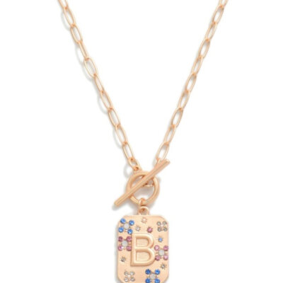 Gold T-Bar Initial Necklace