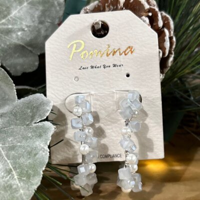 Silver Crystal and Pearl Hoop Earrings