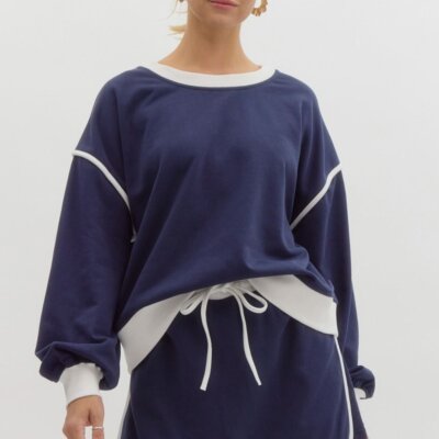 Contrast Trim Cotton Skort