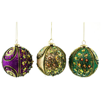 Mardi Gras Round Sparkle Ornament 4