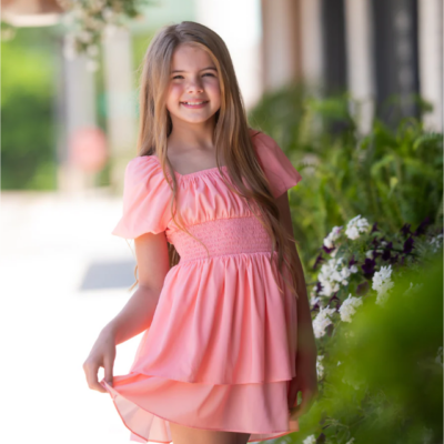 Orange Lucinda Smocked Dress