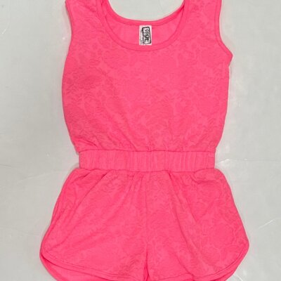 Pink Rose Jacquard Romper