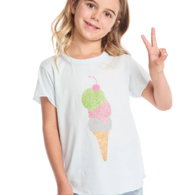 Glitter Ice Cream Cone Shirttail Tee