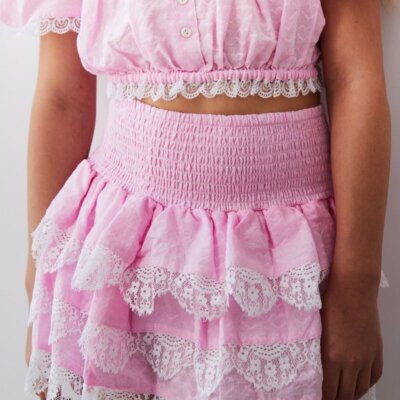 Gemma Pink Heart Smocked Mini Skirt