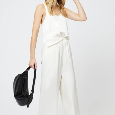 Ennis Satin Elasticated Trouser Porcelain Cream