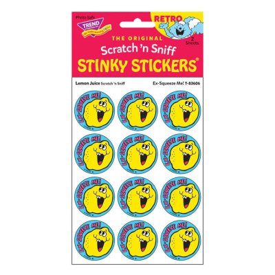 Ex-Squeeze Me! - Lemon-Scented Retro Scratch 'n Sniff Stinky Stickers, 24 Stickers