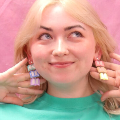 Rainbow Dangling Books Earrings